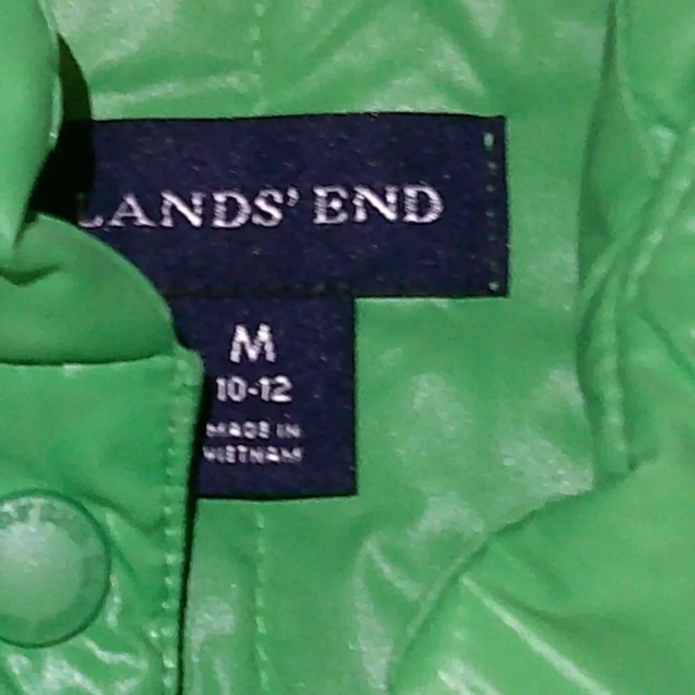Lands'‎ End Bright Green Puffer Vest Quilted Winter Outerwear Medium